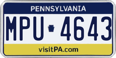 PA license plate MPU4643