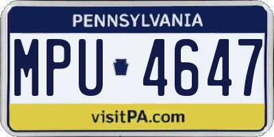 PA license plate MPU4647
