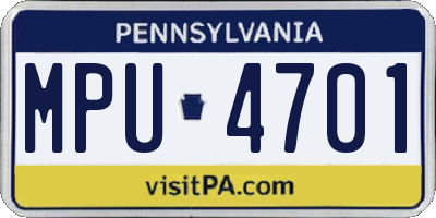 PA license plate MPU4701