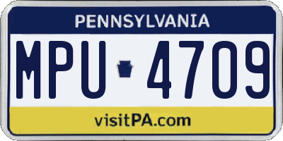 PA license plate MPU4709