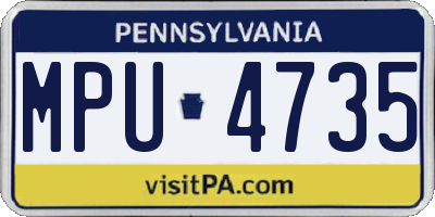 PA license plate MPU4735