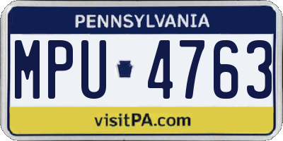 PA license plate MPU4763