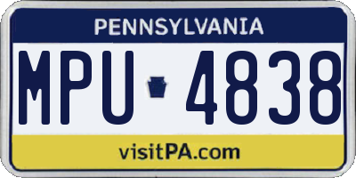 PA license plate MPU4838