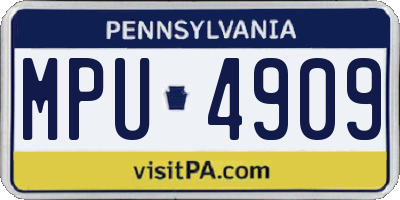 PA license plate MPU4909