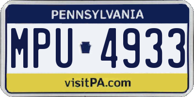 PA license plate MPU4933