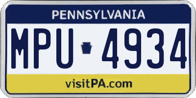 PA license plate MPU4934