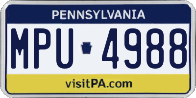 PA license plate MPU4988