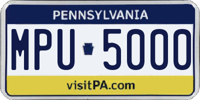 PA license plate MPU5000