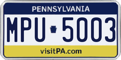 PA license plate MPU5003