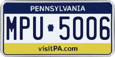 PA license plate MPU5006