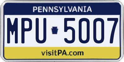 PA license plate MPU5007
