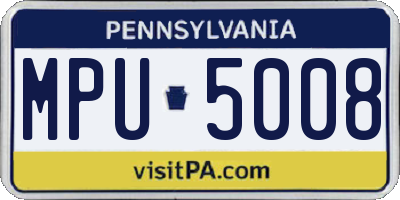 PA license plate MPU5008