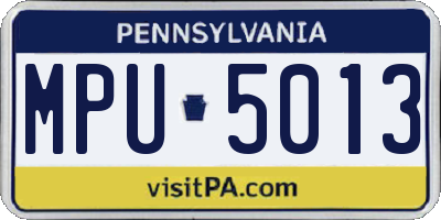 PA license plate MPU5013