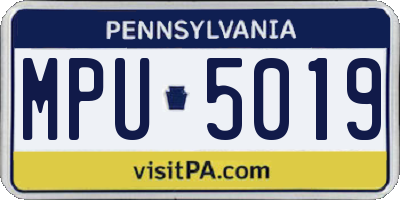 PA license plate MPU5019