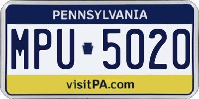 PA license plate MPU5020