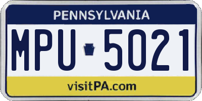PA license plate MPU5021