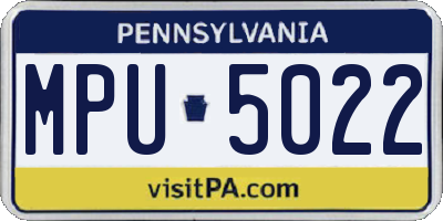 PA license plate MPU5022