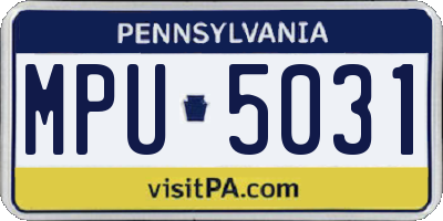 PA license plate MPU5031