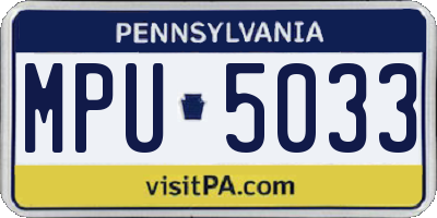 PA license plate MPU5033