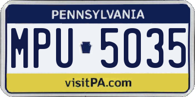 PA license plate MPU5035