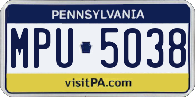 PA license plate MPU5038