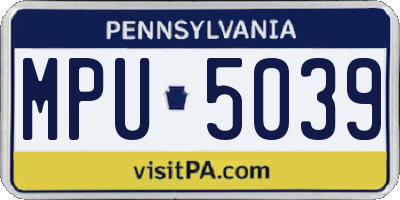 PA license plate MPU5039