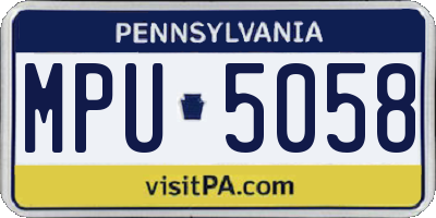 PA license plate MPU5058