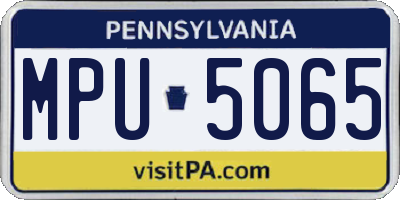 PA license plate MPU5065