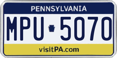 PA license plate MPU5070