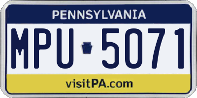 PA license plate MPU5071