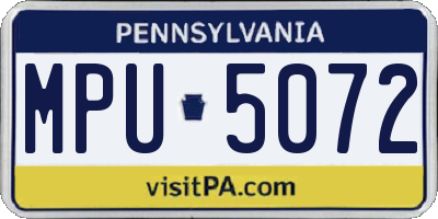 PA license plate MPU5072