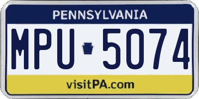 PA license plate MPU5074