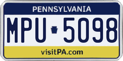PA license plate MPU5098