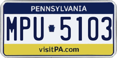 PA license plate MPU5103