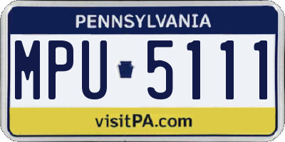 PA license plate MPU5111