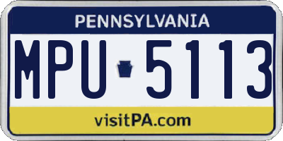 PA license plate MPU5113