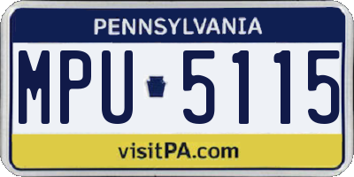 PA license plate MPU5115