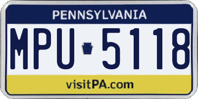 PA license plate MPU5118