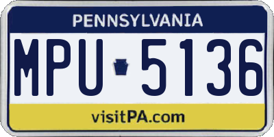 PA license plate MPU5136