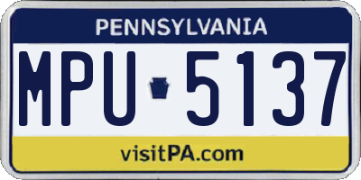PA license plate MPU5137