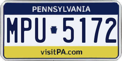 PA license plate MPU5172
