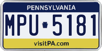 PA license plate MPU5181