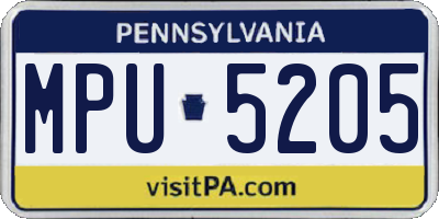 PA license plate MPU5205