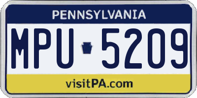 PA license plate MPU5209