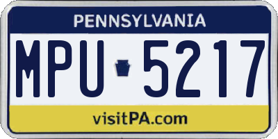 PA license plate MPU5217