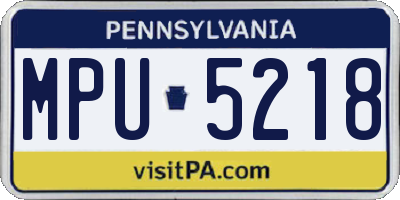 PA license plate MPU5218