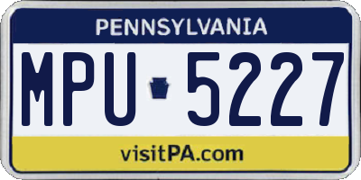 PA license plate MPU5227