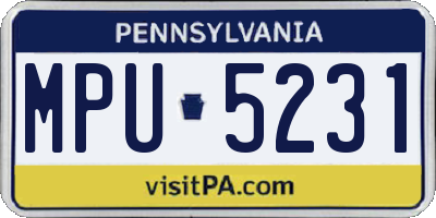 PA license plate MPU5231