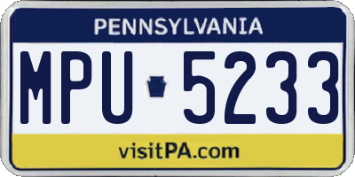 PA license plate MPU5233