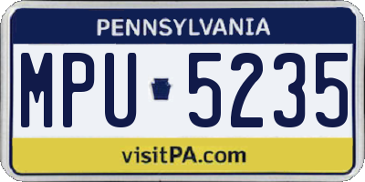 PA license plate MPU5235